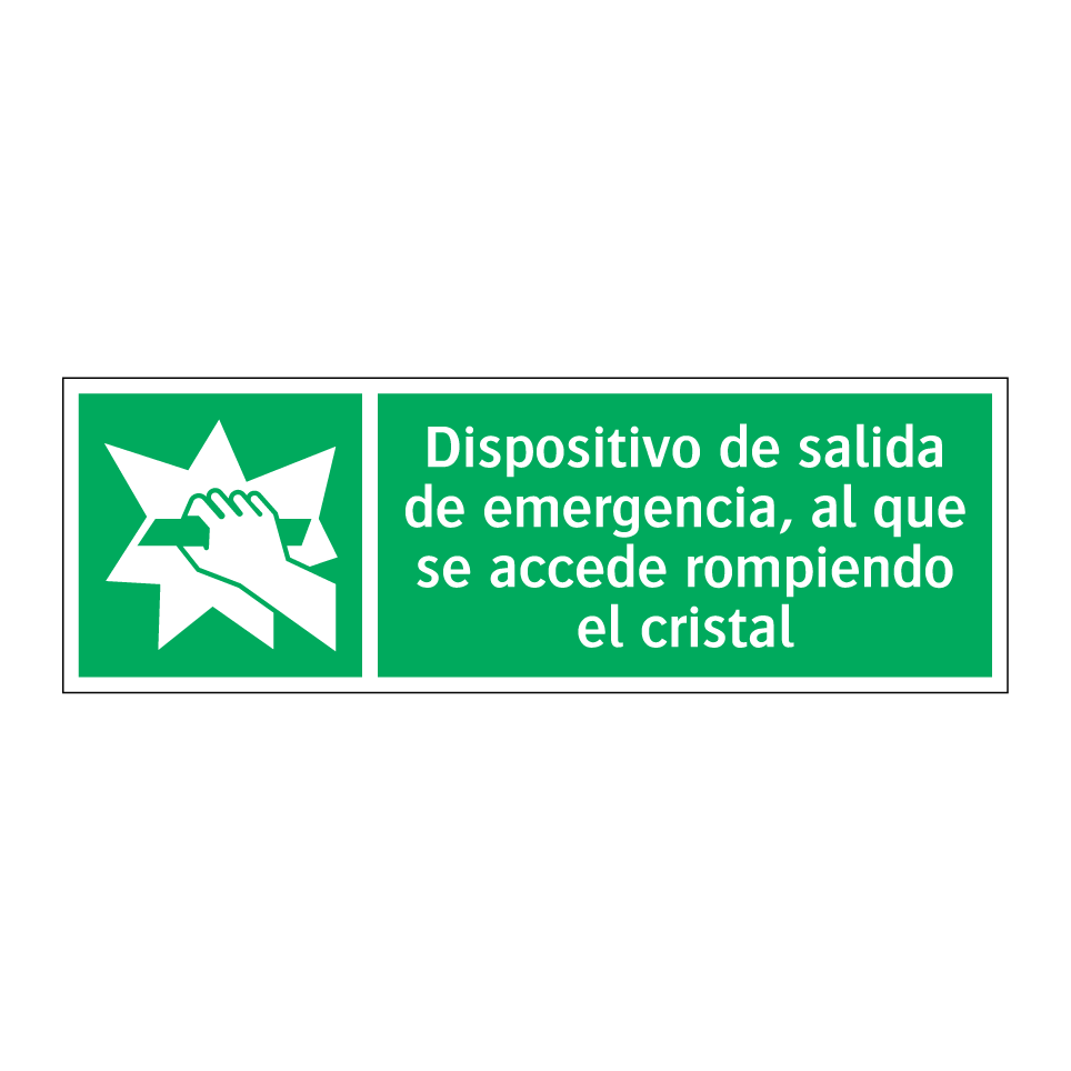 Dispositivo de salida de emergencia, al que se accede rompiendo el cristal