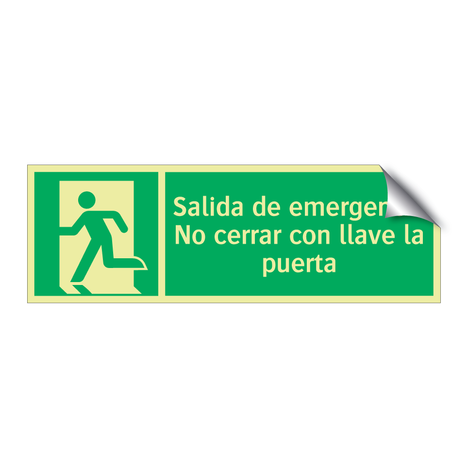 Salida de emergencia No cerrar con llave la puerta