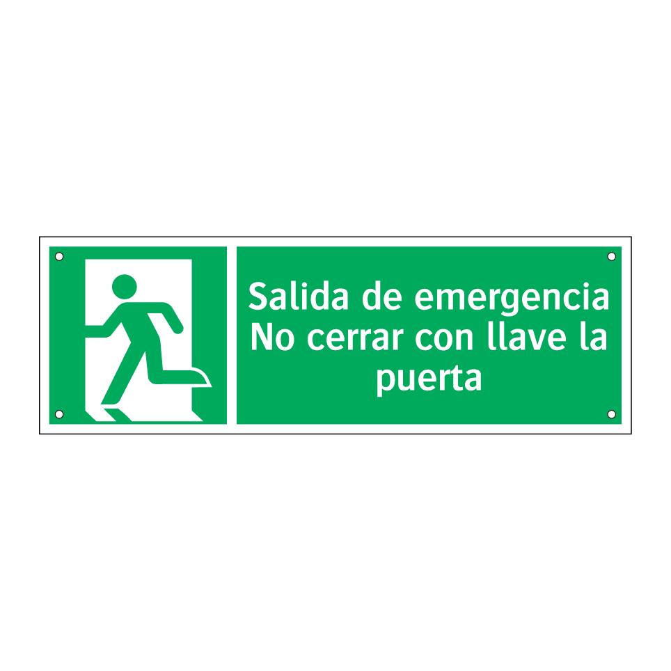 Salida de emergencia No cerrar con llave la puerta