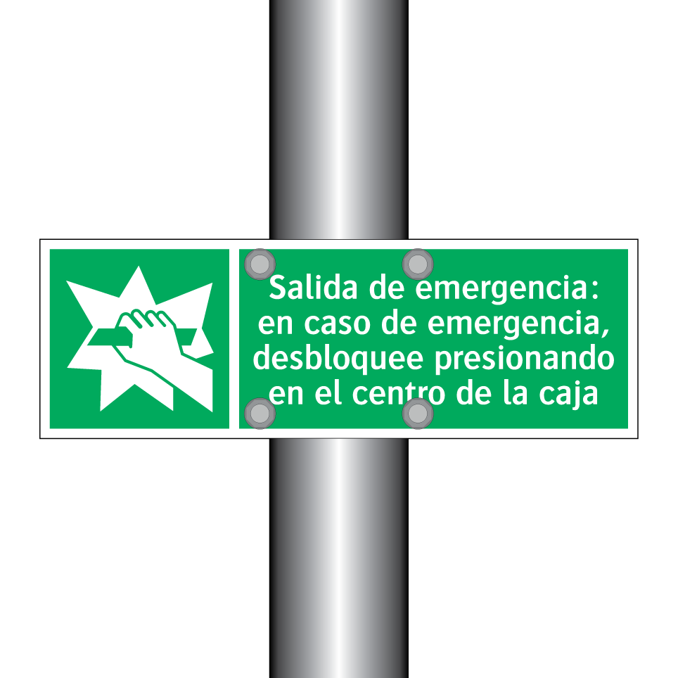 Salida de emergencia: en caso de emergencia, desbloquee presionando en el centro de la caja