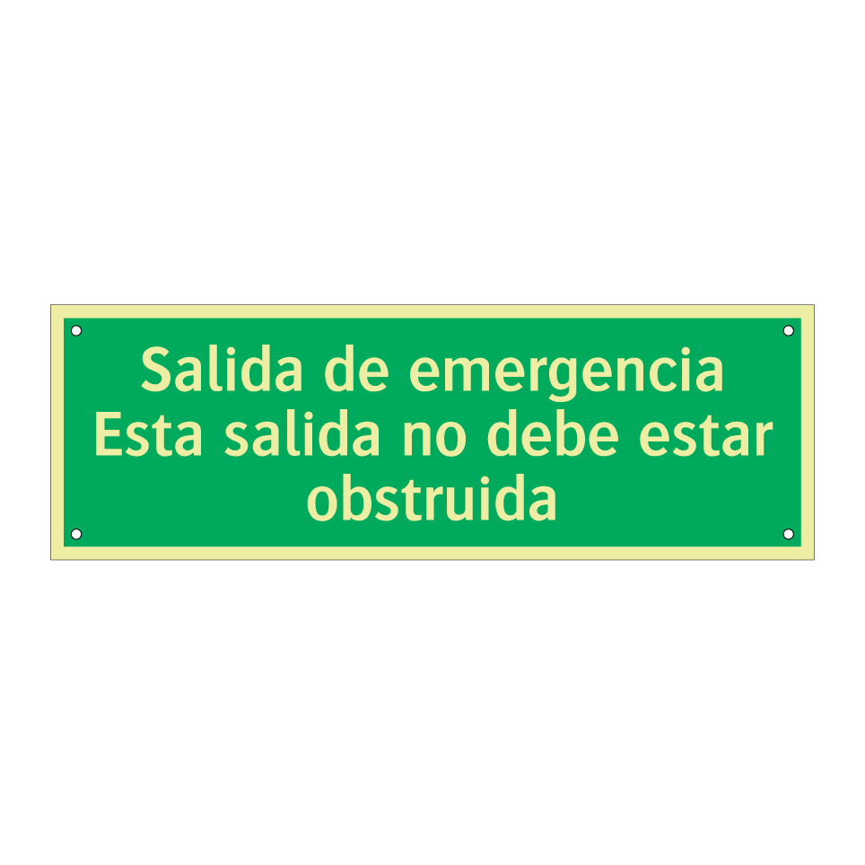 Salida de emergencia Esta salida no debe estar obstruida