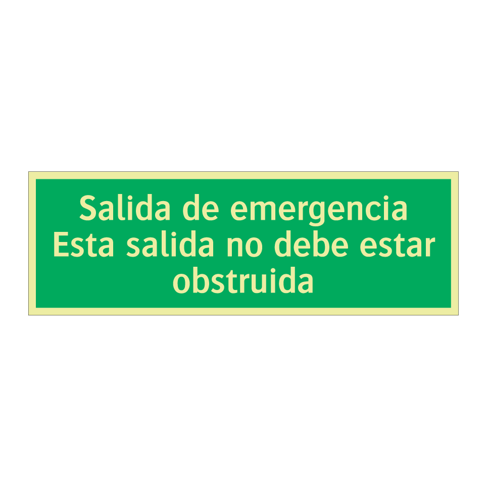 Salida de emergencia Esta salida no debe estar obstruida
