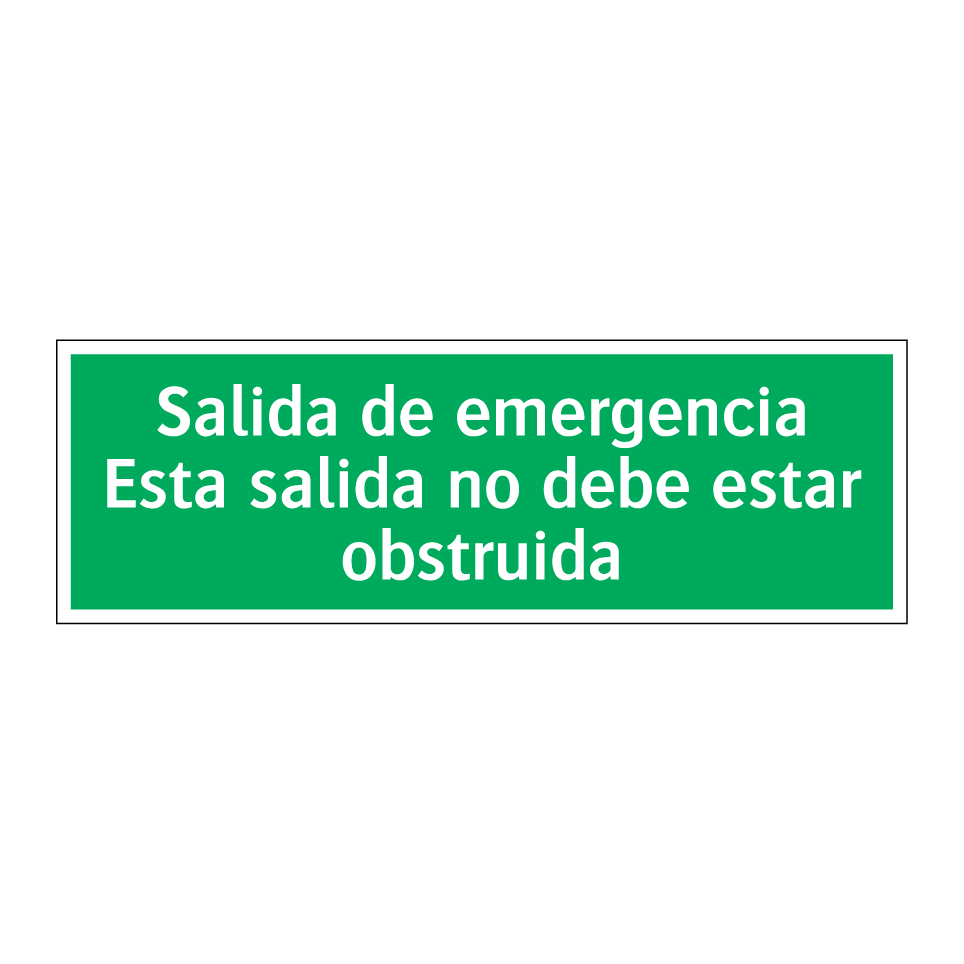 Salida de emergencia Esta salida no debe estar obstruida