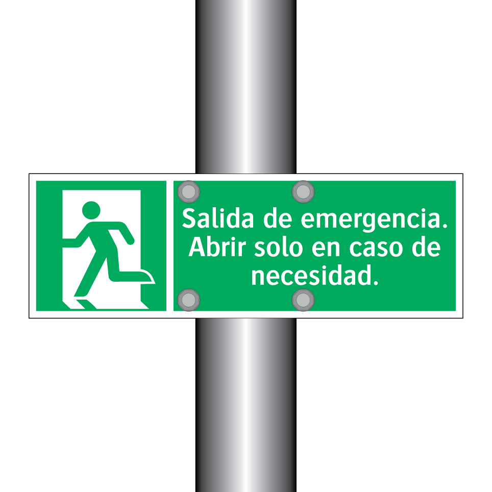 Salida de emergencia. Abrir solo en caso de necesidad.