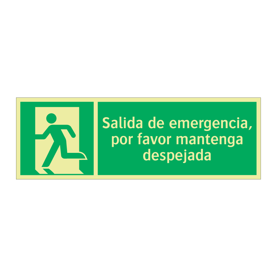 Salida de emergencia, por favor mantenga despejada