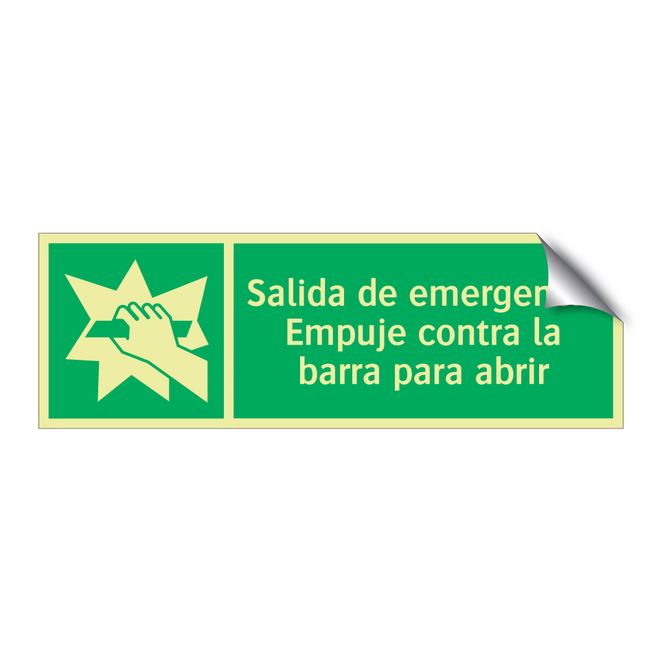 Salida de emergencia Empuje contra la barra para abrir