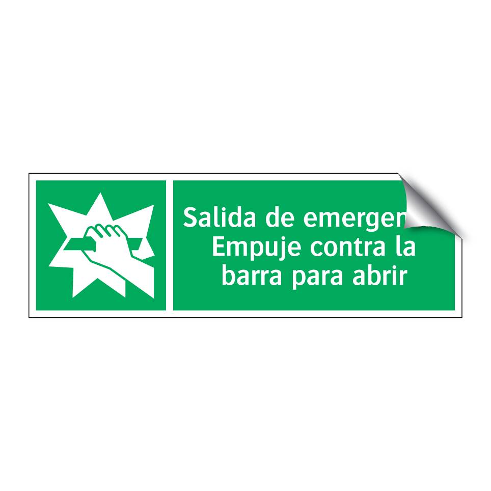 Salida de emergencia Empuje contra la barra para abrir