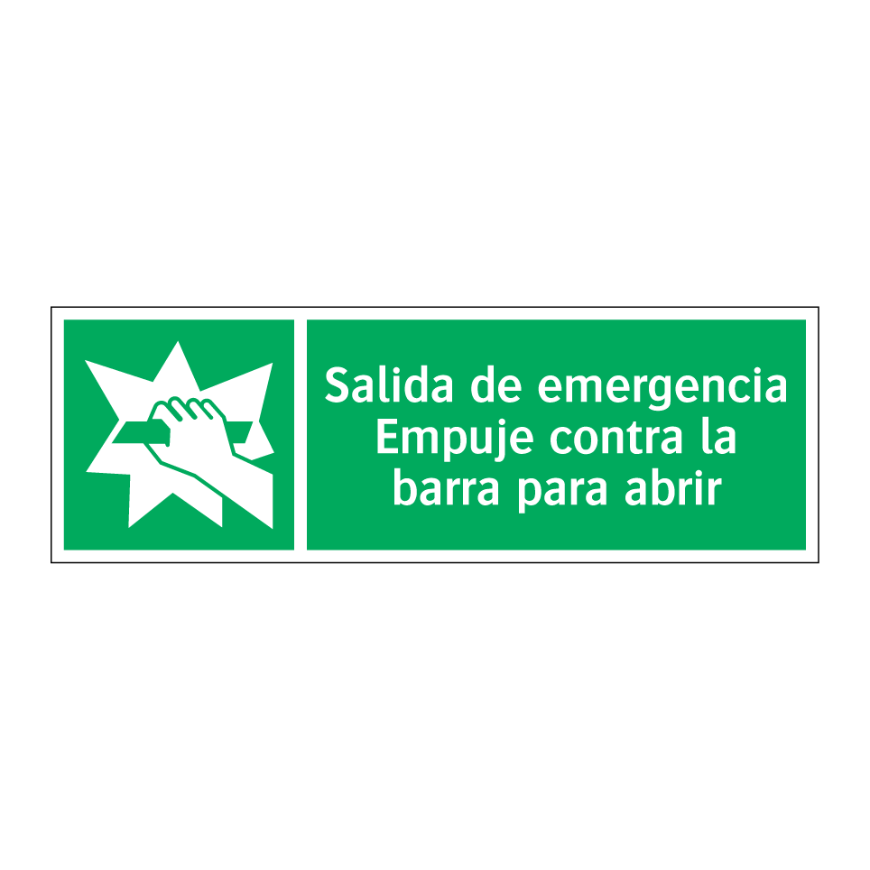 Salida de emergencia Empuje contra la barra para abrir