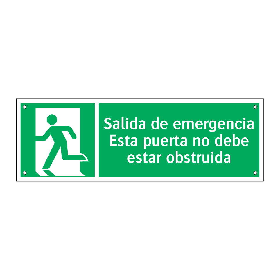 Salida de emergencia Esta puerta no debe estar obstruida