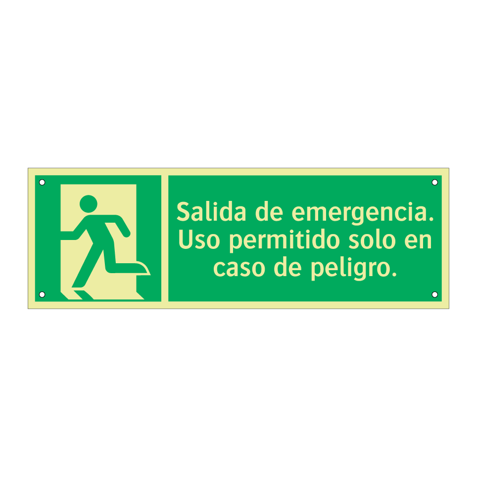 Salida de emergencia. Uso permitido solo en caso de peligro.