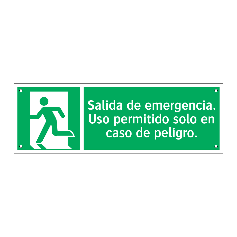 Salida de emergencia. Uso permitido solo en caso de peligro.