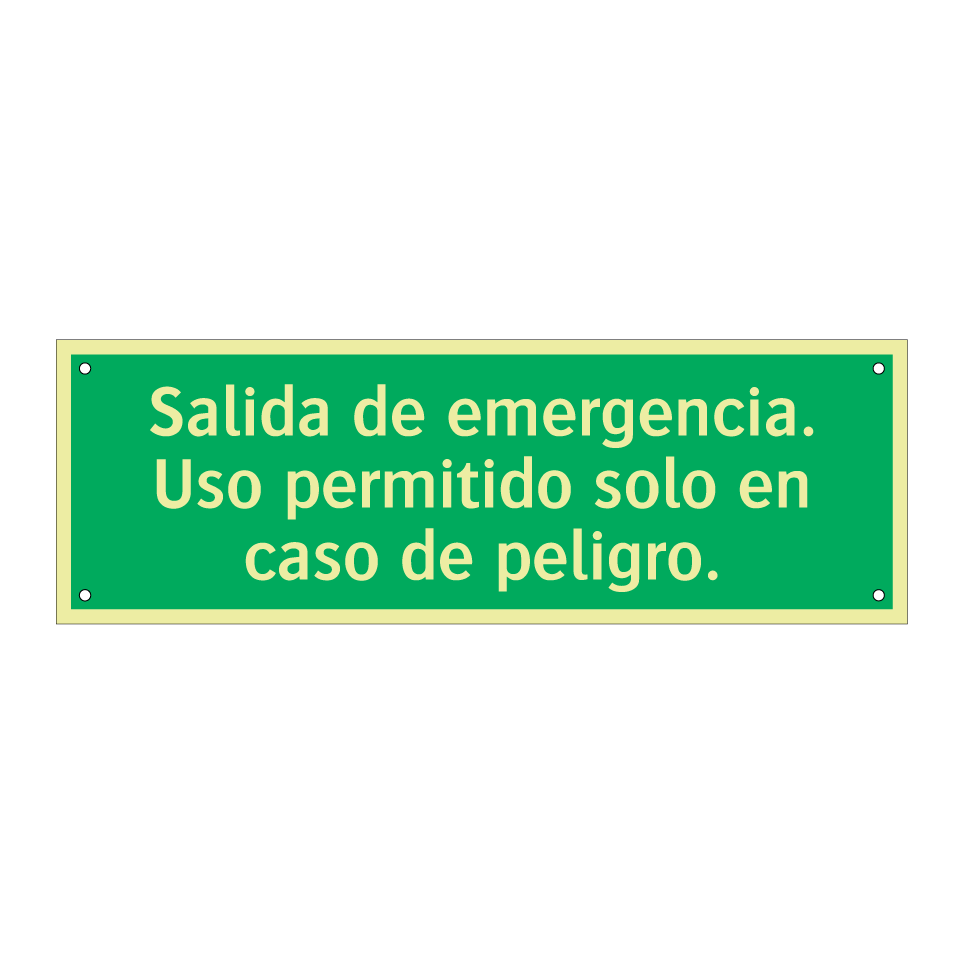 Salida de emergencia. Uso permitido solo en caso de peligro.