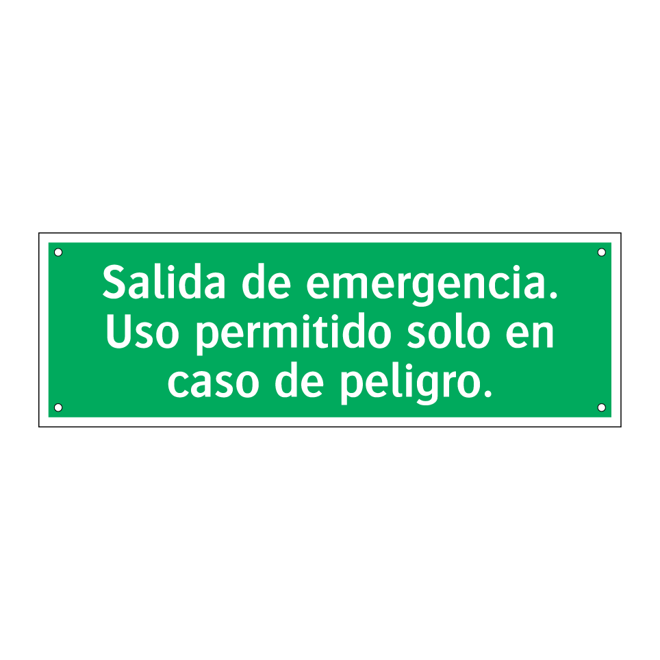 Salida de emergencia. Uso permitido solo en caso de peligro.