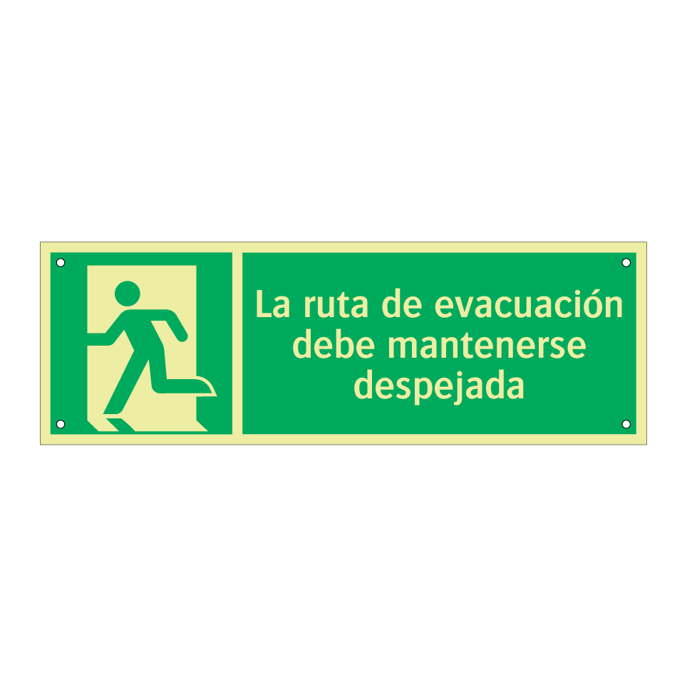 La ruta de evacuación debe mantenerse despejada