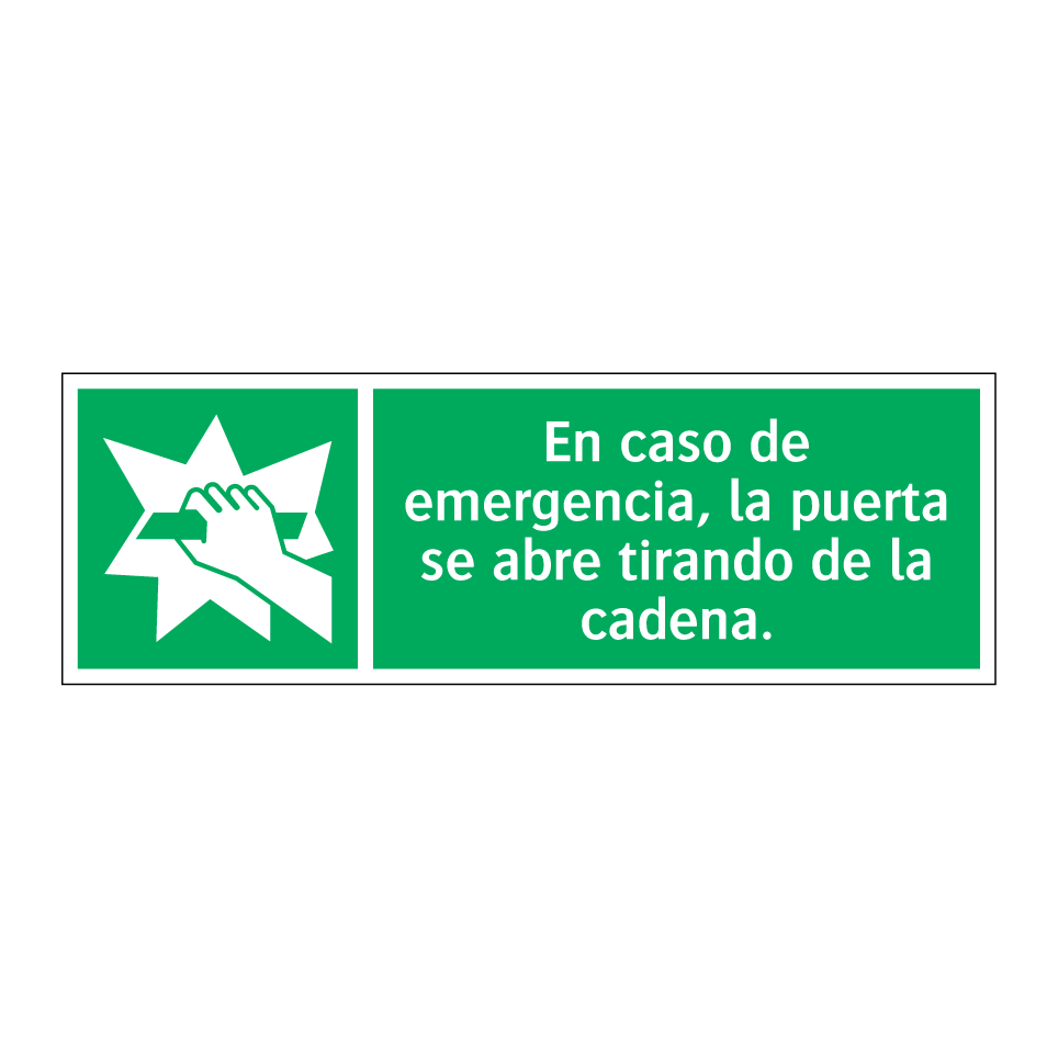 En caso de emergencia, la puerta se abre tirando de la cadena.