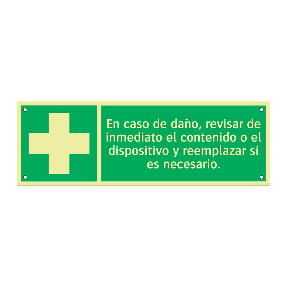 En caso de daño, revisar de inmediato el contenido o el dispositivo y reemplazar si es necesario.