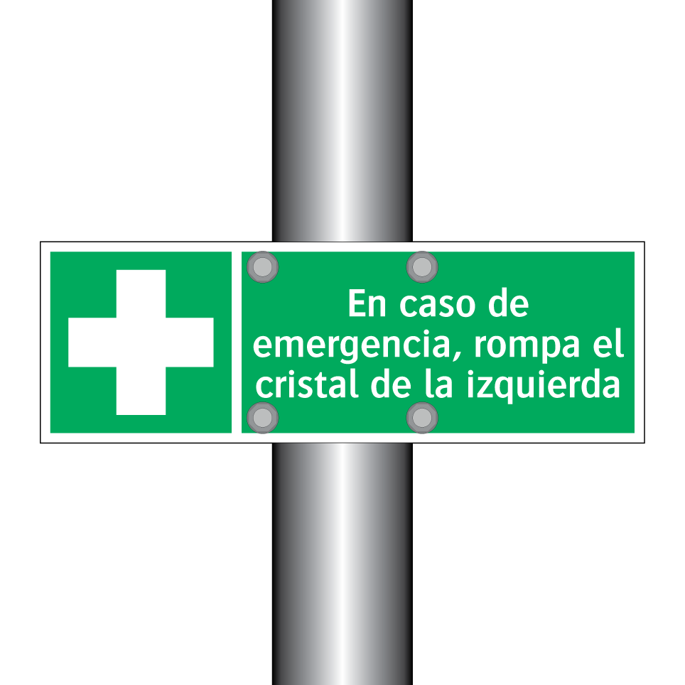 En caso de emergencia, rompa el cristal de la izquierda