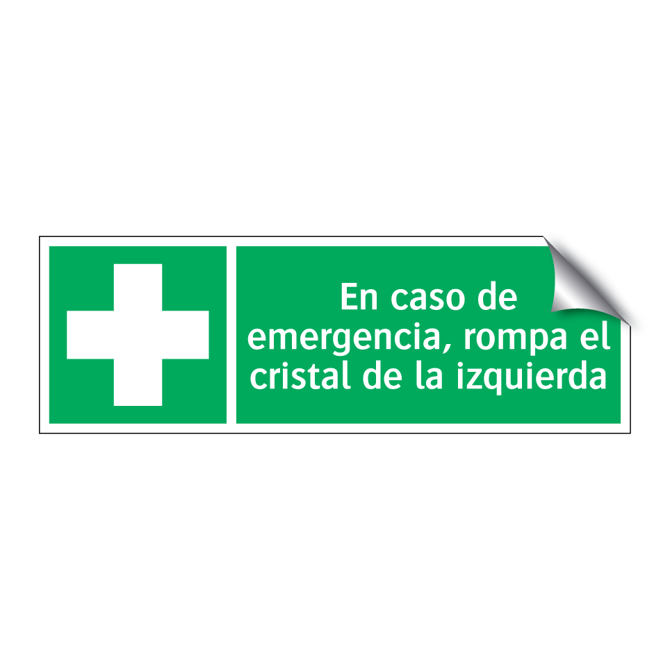 En caso de emergencia, rompa el cristal de la izquierda