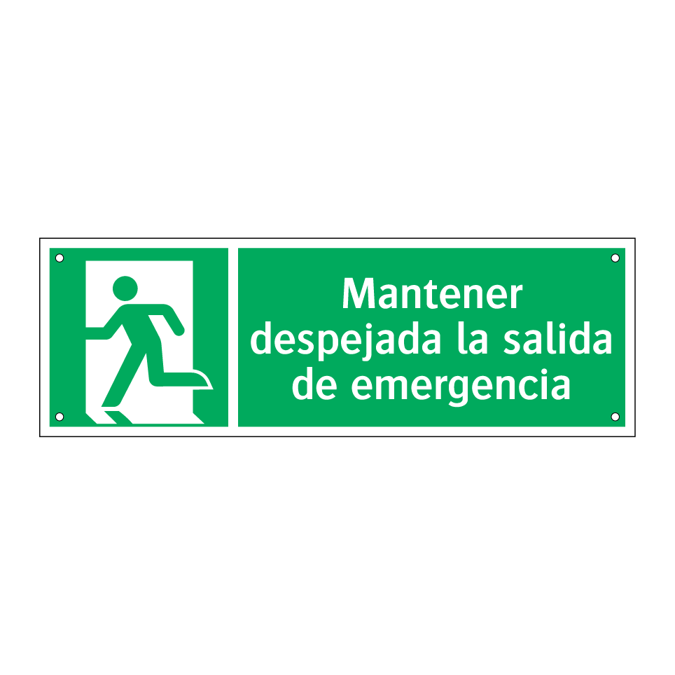 Mantener despejada la salida de emergencia