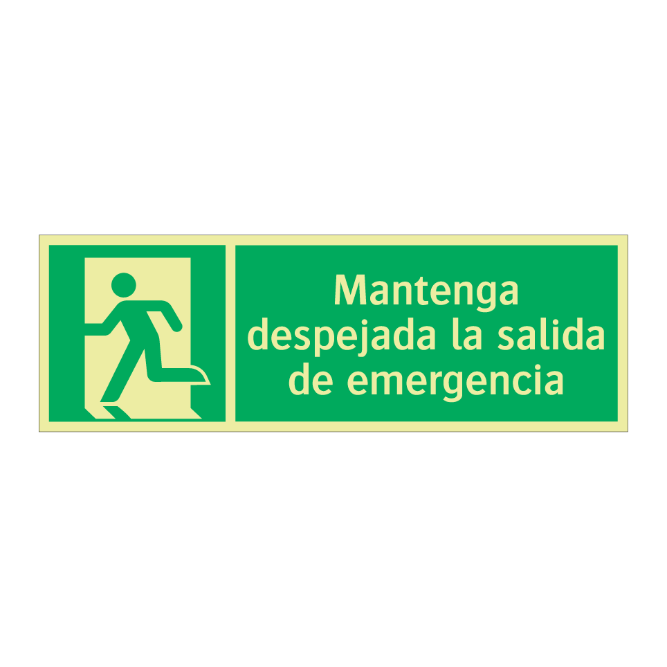 Mantenga despejada la salida de emergencia