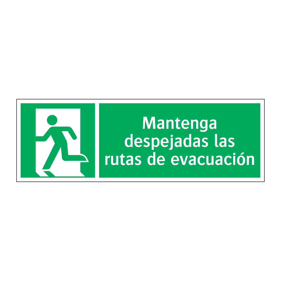 Mantenga despejadas las rutas de evacuación