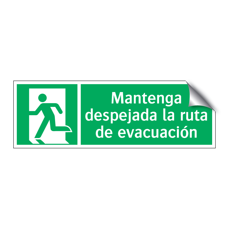 Mantenga despejada la ruta de evacuación