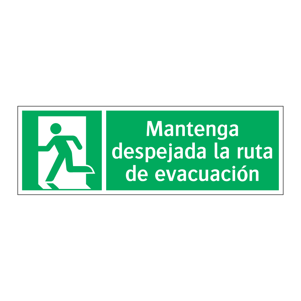 Mantenga despejada la ruta de evacuación