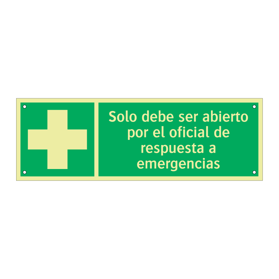 Solo debe ser abierto por el oficial de respuesta a emergencias