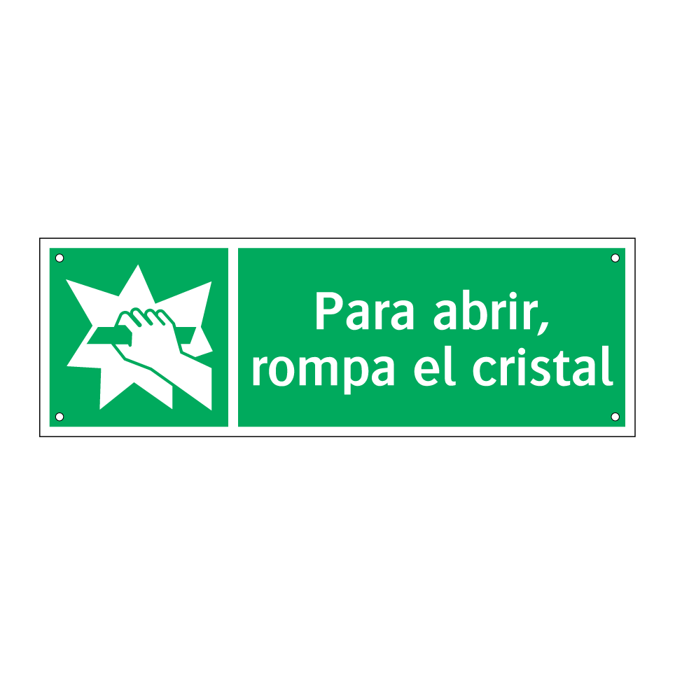 Para abrir, rompa el cristal