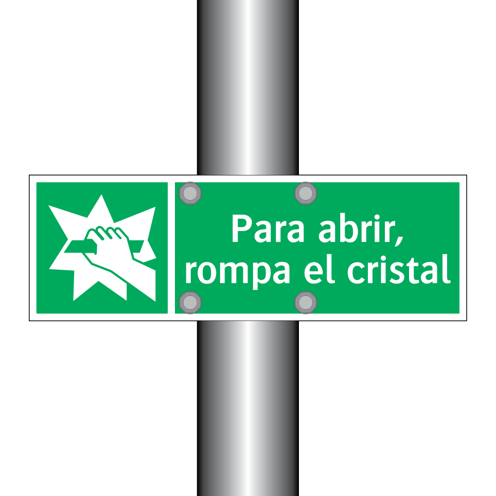 Para abrir, rompa el cristal