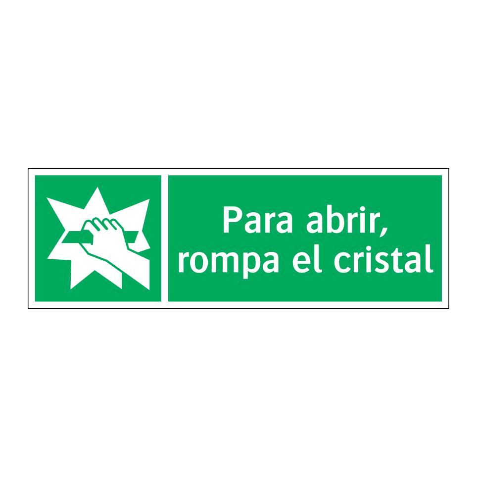 Para abrir, rompa el cristal