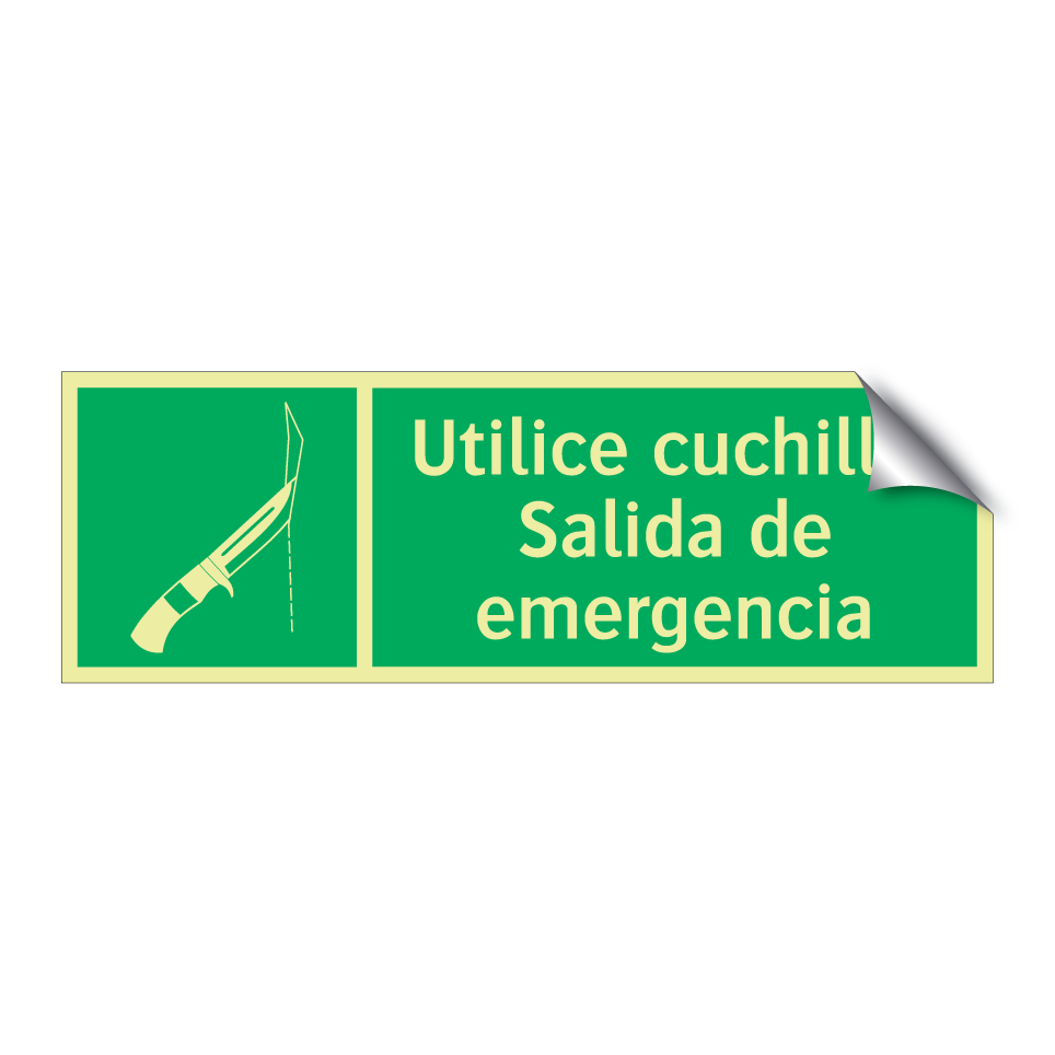 Utilice cuchillo. Salida de emergencia