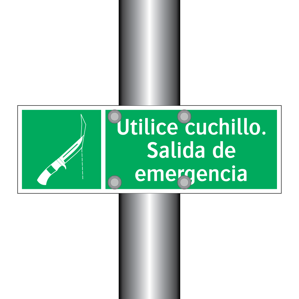 Utilice cuchillo. Salida de emergencia