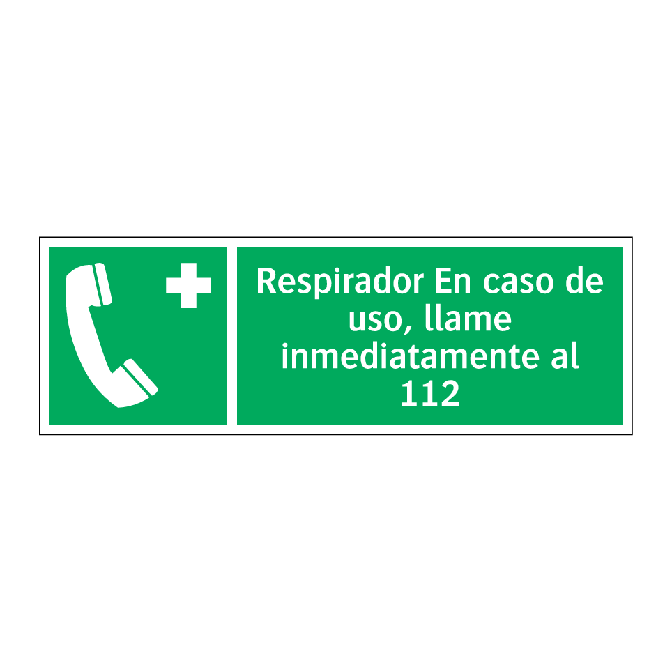 Respirador En caso de uso, llame inmediatamente al 112