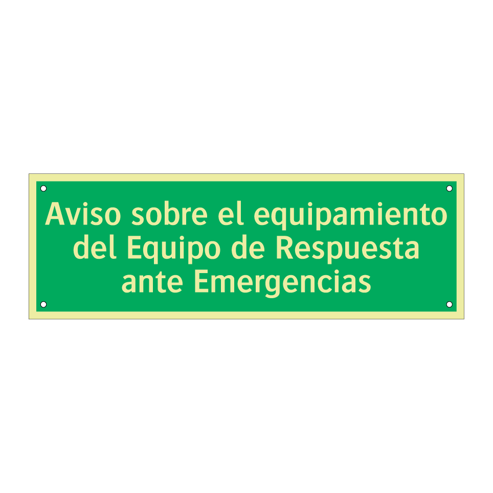 Aviso sobre el equipamiento del Equipo de Respuesta ante Emergencias