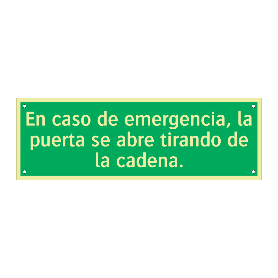 En caso de emergencia, la puerta se abre tirando de la cadena.