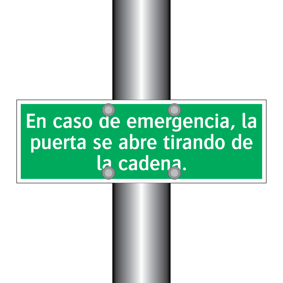 En caso de emergencia, la puerta se abre tirando de la cadena.