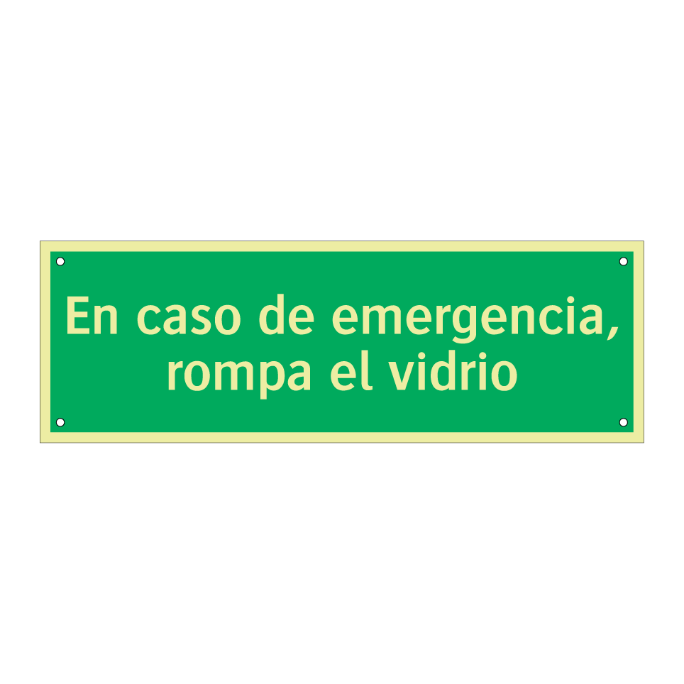 En caso de emergencia, rompa el vidrio