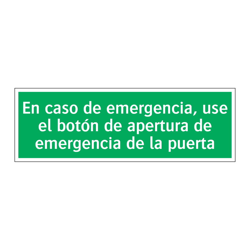 En caso de emergencia, use el botón de apertura de emergencia de la puerta