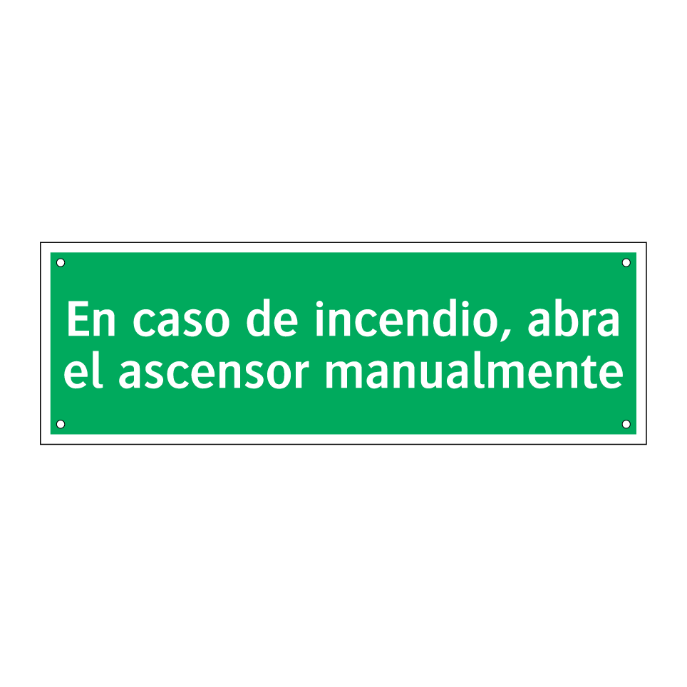En caso de incendio, abra el ascensor manualmente