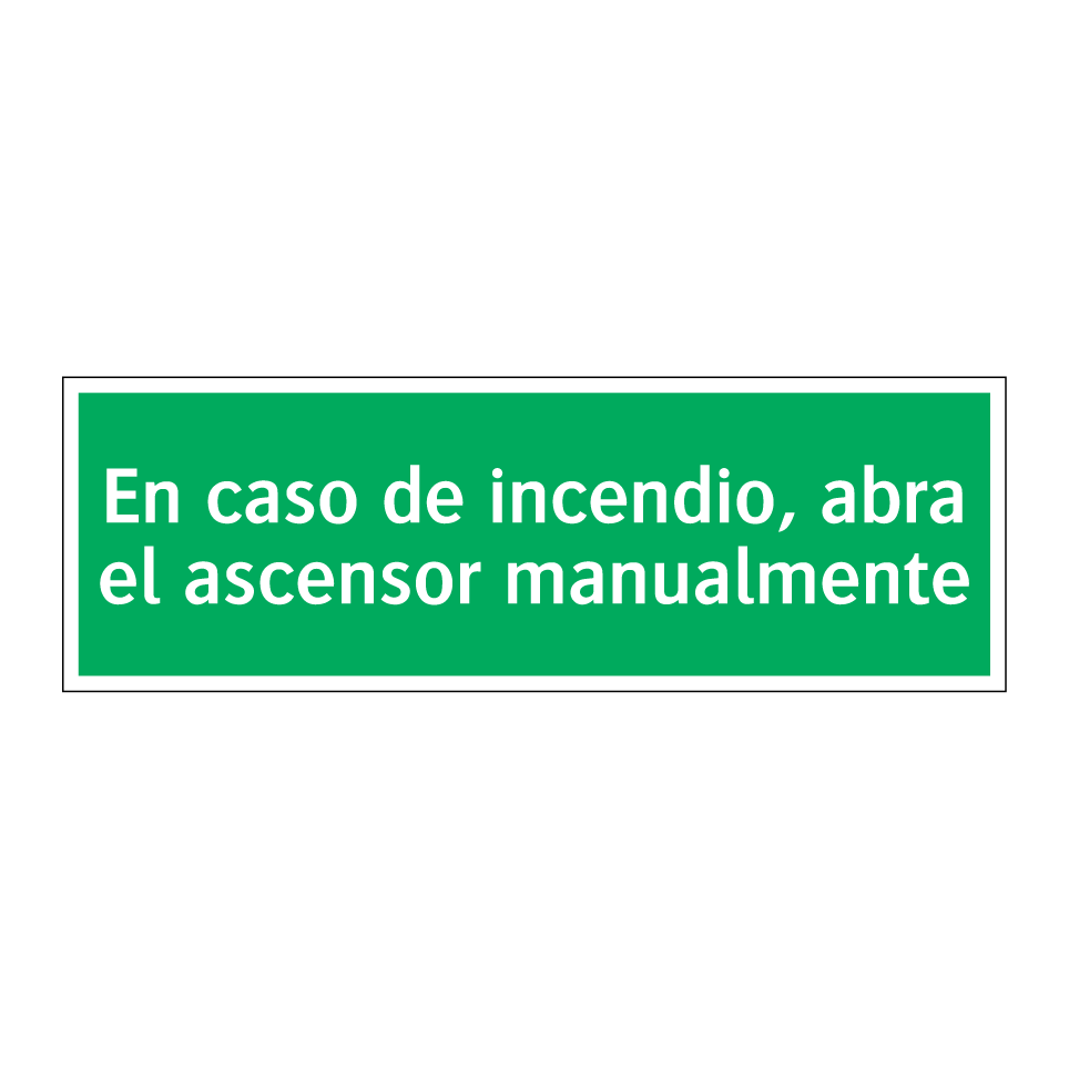 En caso de incendio, abra el ascensor manualmente