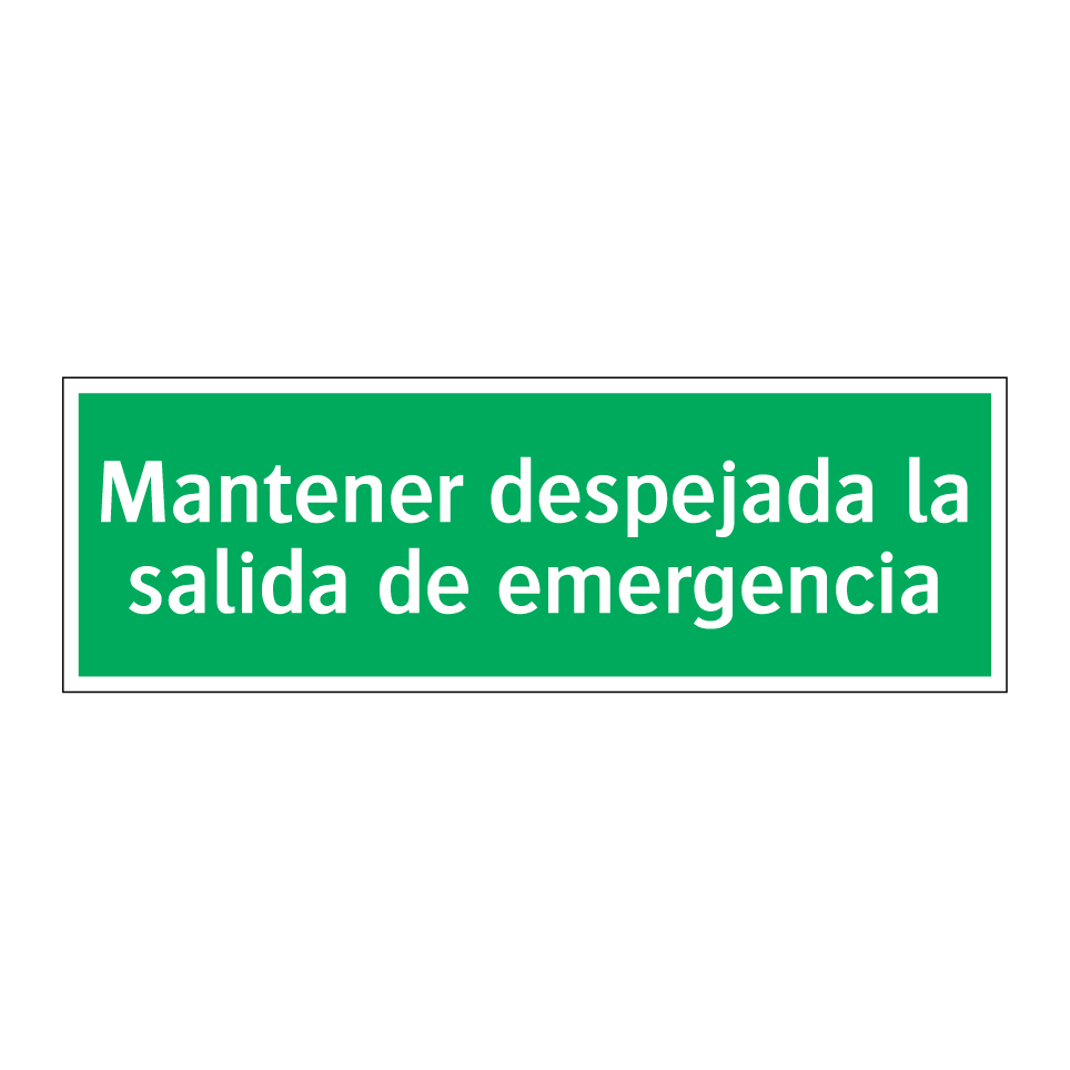 Mantener despejada la salida de emergencia