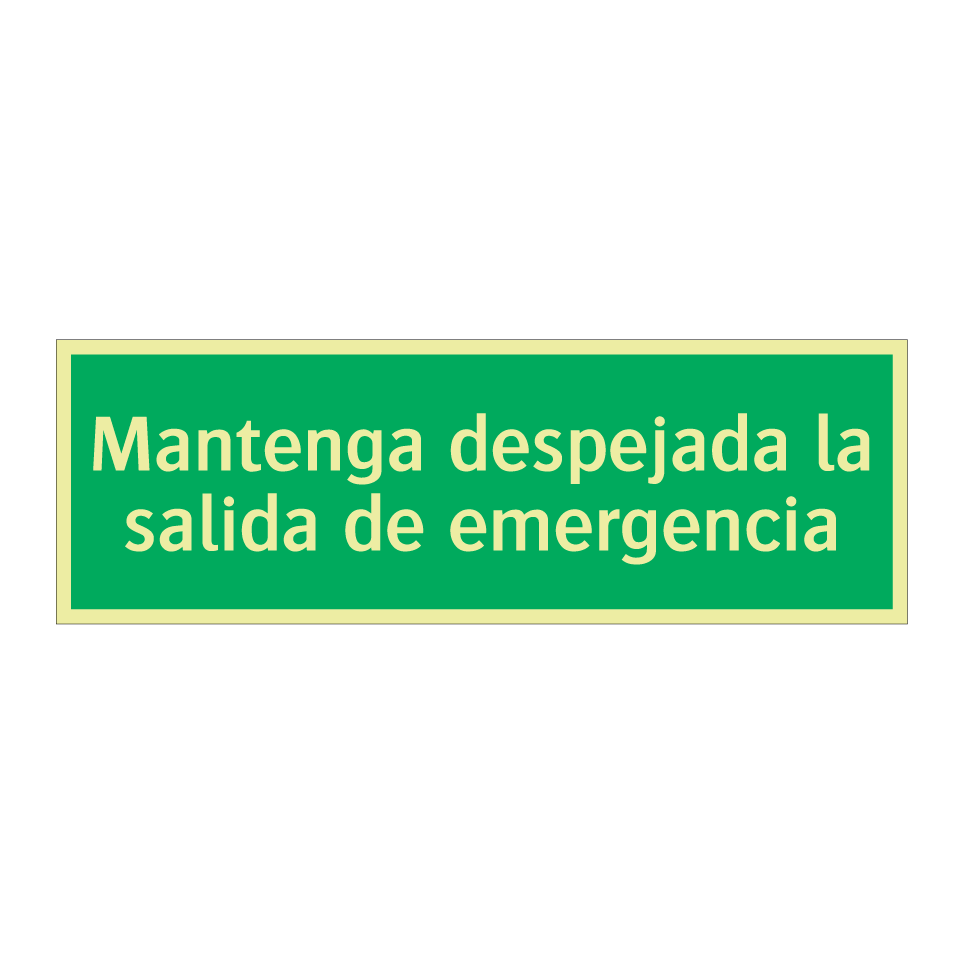 Mantenga despejada la salida de emergencia