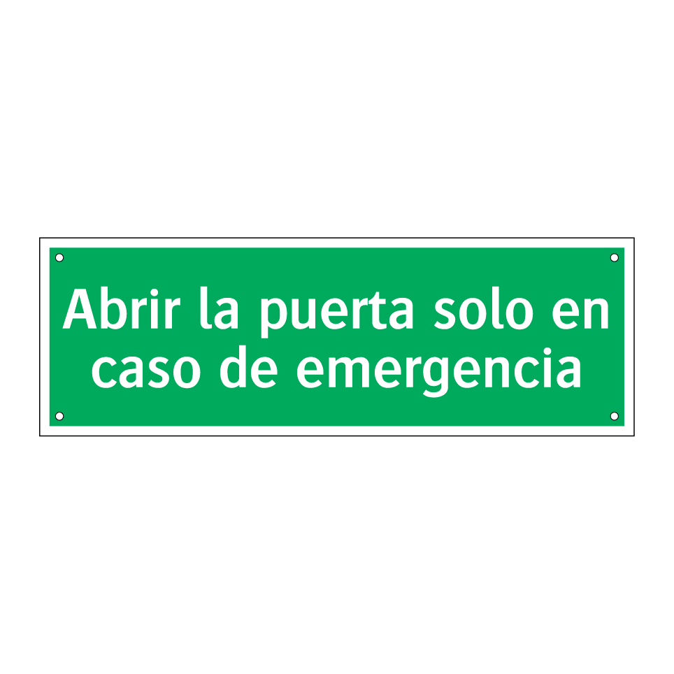 Abrir la puerta solo en caso de emergencia