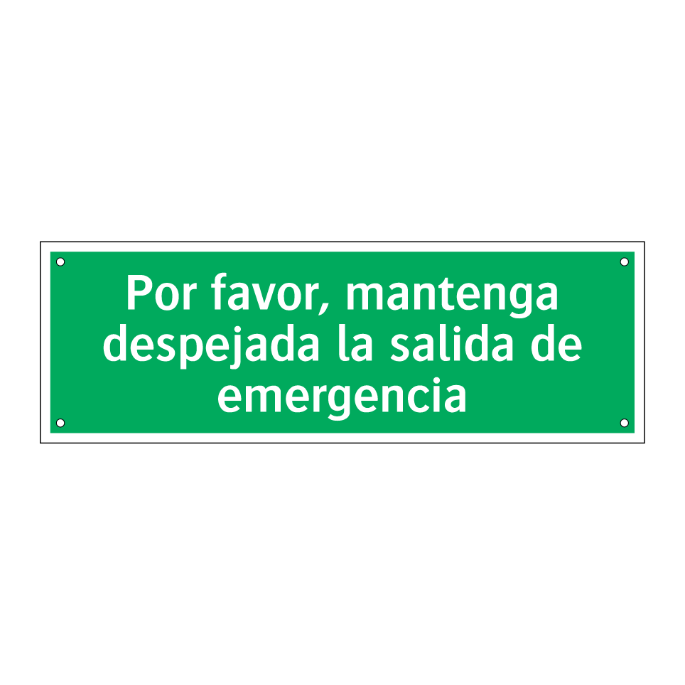 Por favor, mantenga despejada la salida de emergencia