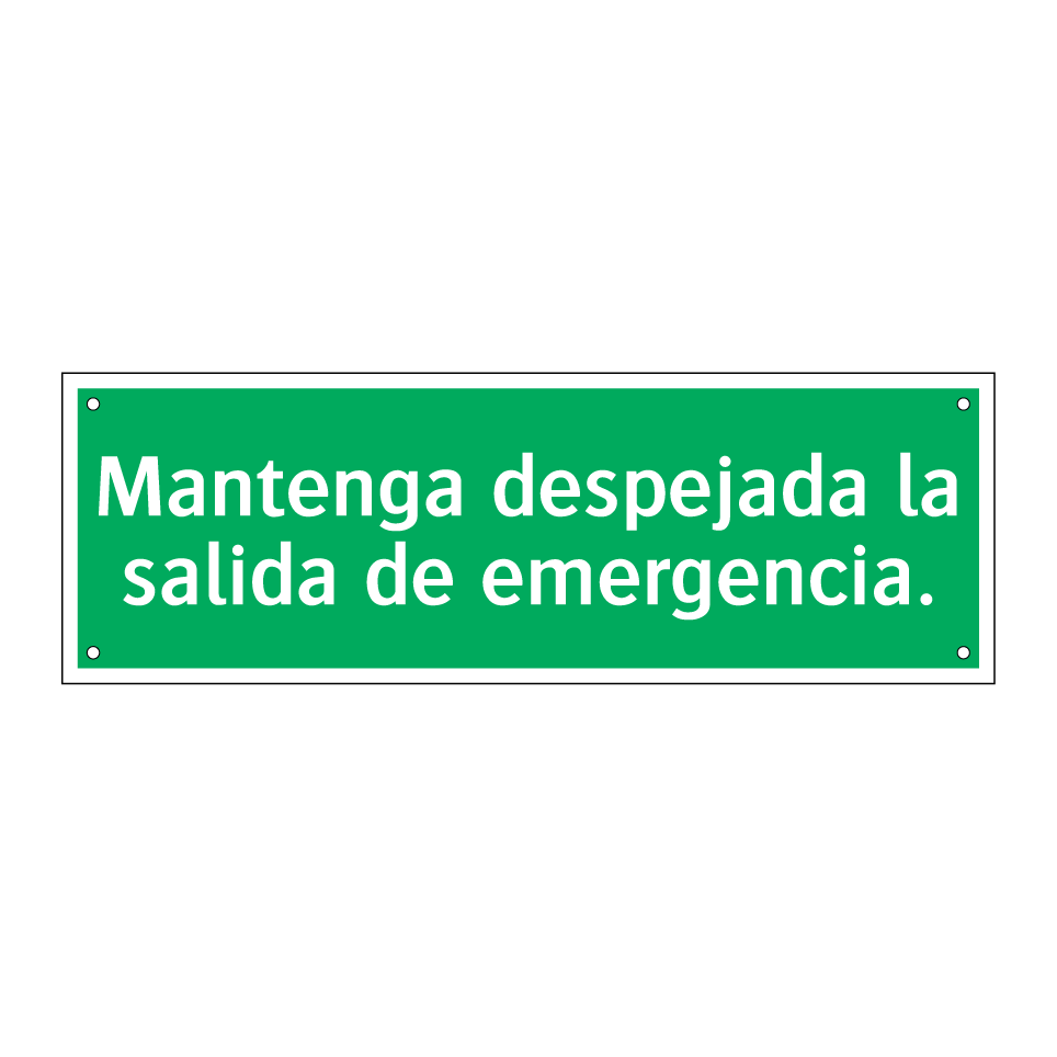 Mantenga despejada la salida de emergencia.