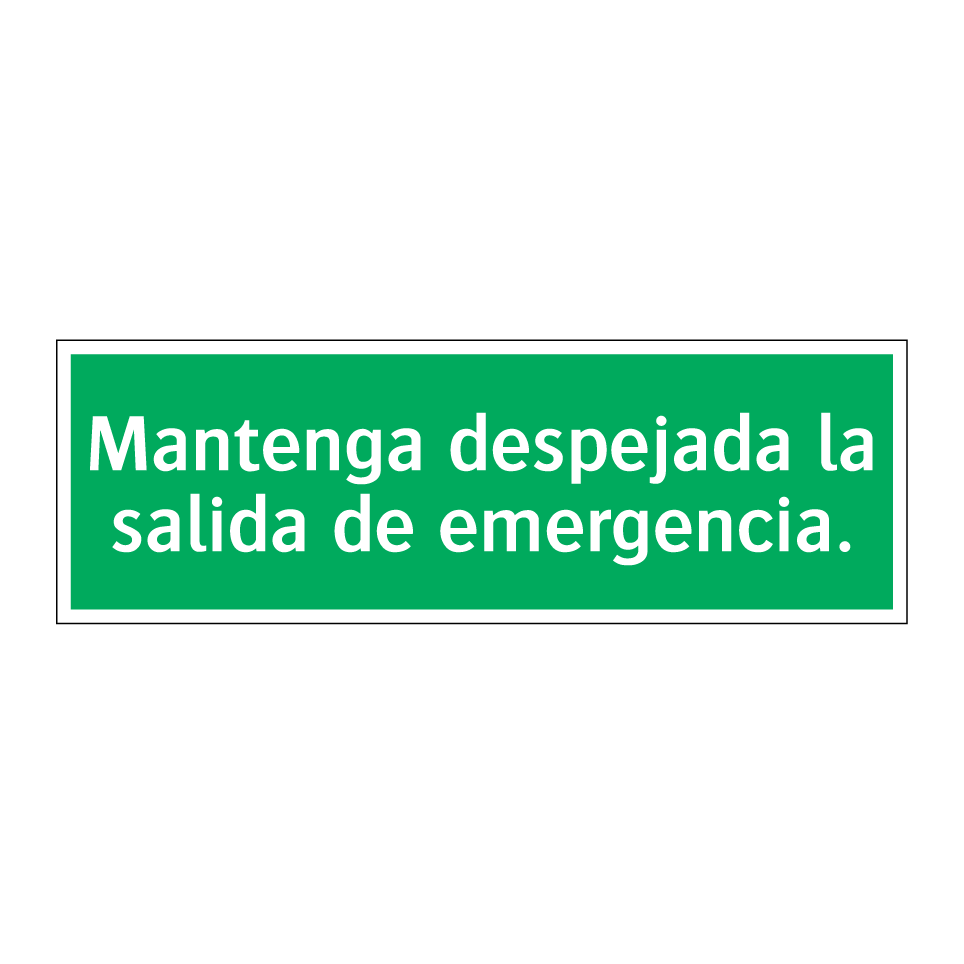 Mantenga despejada la salida de emergencia.
