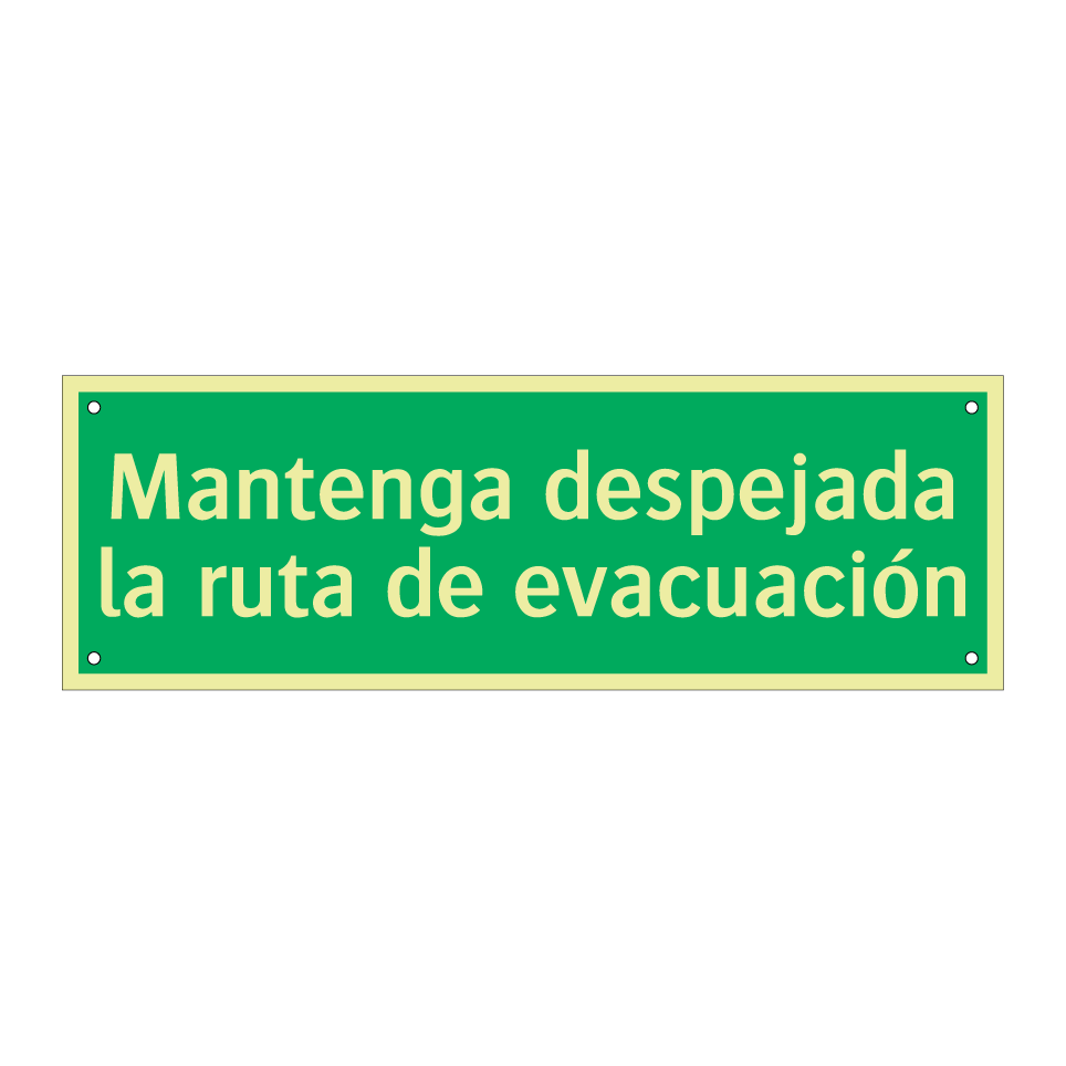 Mantenga despejada la ruta de evacuación