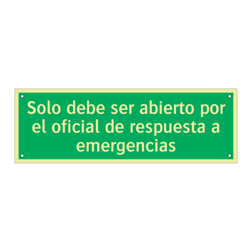 Solo debe ser abierto por el oficial de respuesta a emergencias