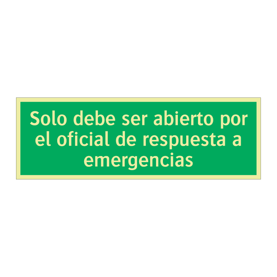 Solo debe ser abierto por el oficial de respuesta a emergencias